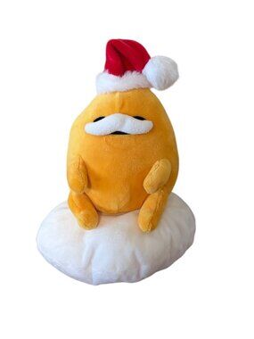 Gudetama Plush Stuffed Animal Doll Toy Santa Hat mushtache Egg 9.5 in tall